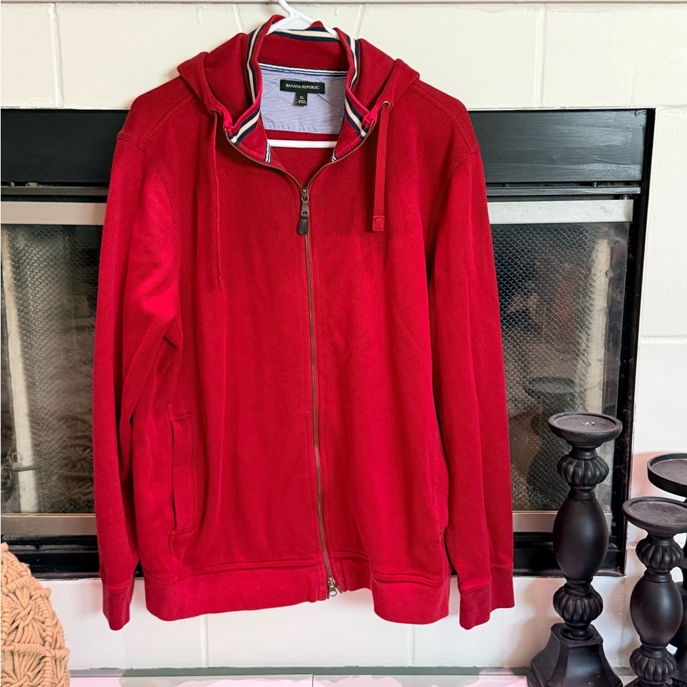Banana Republic Red Zip-Up Hoodie Jacket